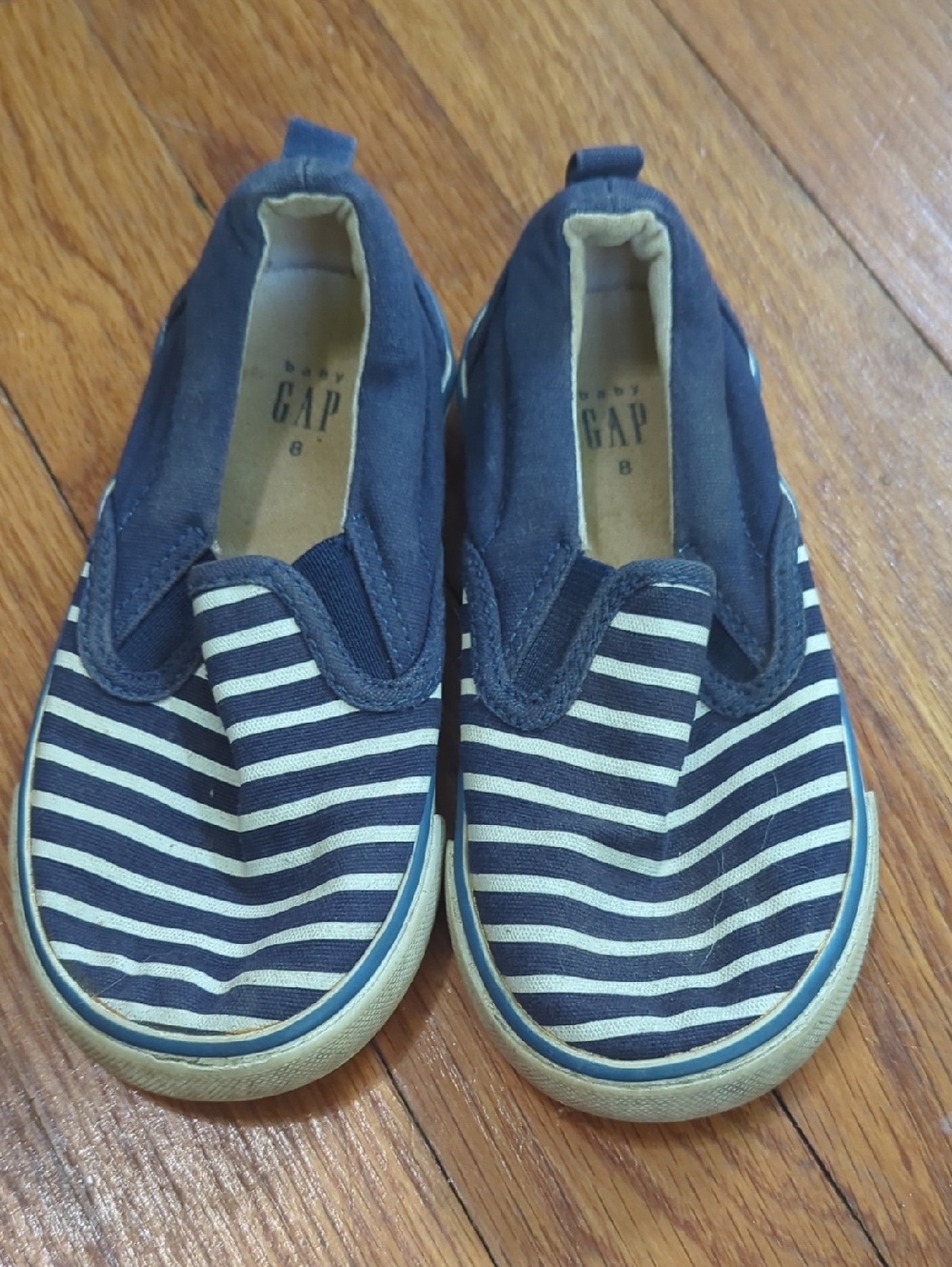 GAP Navy and Cream Striped Slip-On Kids Sneakers